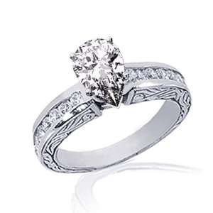  1 Ct Pear Shaped Diamond Engagement Ring Vintage SI2 F 