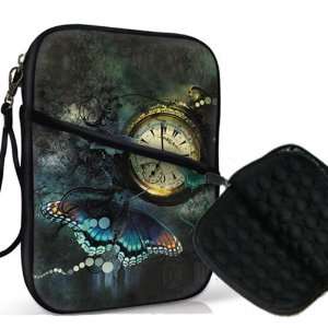  Butterfly Clock Design Neoprene Padded Bubble Sleeve Case 