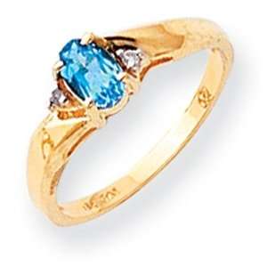  Diamond Blue Topaz Birthstone Ring in 14k Yellow Gold (0 