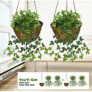   Maple Ivy Artificial Hanging Bushes with Two Baskets