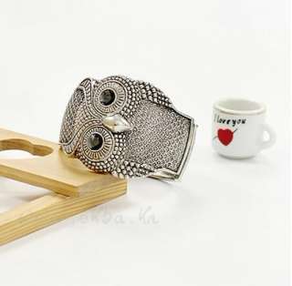   New Vintage Charm Knowledgeable Big Eyes Owl Bangle Bracelet Can Open