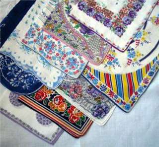 Vintage Hankies Lot ~ Blue & Purple ~ Flowers ~ Handkerchief  