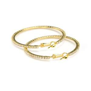  Pave Crystal Endless Hoop Earrings Gold SusanB. Jewelry