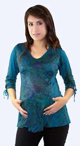 Long sleeve aqua maternity top with design s m l x  