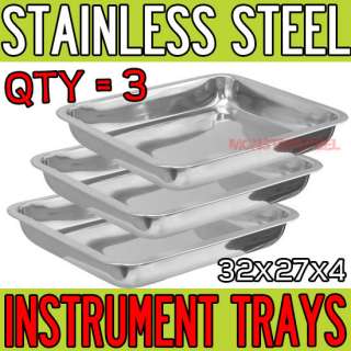 LOT Stainless Steel Tray 12.5 x 10.5 Medical Tattoo Dental Piercing 