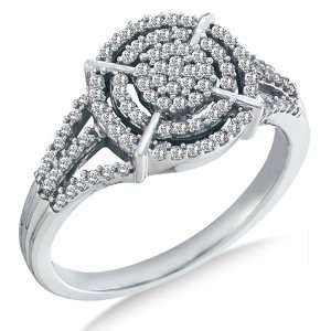   Fashion Right Hand Ring Band   w/ Channel Invisible Set Round Diamonds