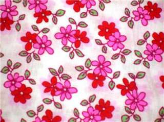 New Pink Red Calico Flowers on White Floral Fabric BTY  