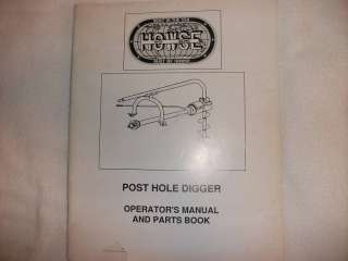 HOWSE Post Hole Digger Parts And Operators Book  