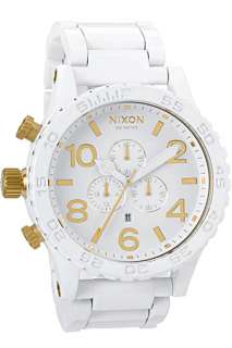 NIXON 51 30 CHRONO WATCH ALL WHITE GOLD 6 HAND 300m AUTHENTIC MENS NEW 