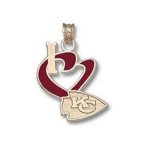  City Chiefs 3/4 I Heart Logo Enamel Pendant   Gold Plated Jewelry 