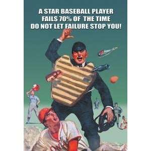 Poster 12 x 18 stock. A Star Baseball Player Fails 70% of the Time 