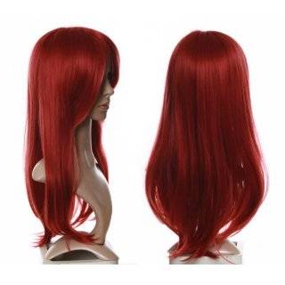     60cm middle long dark red straight voluminous Theater costume Wig