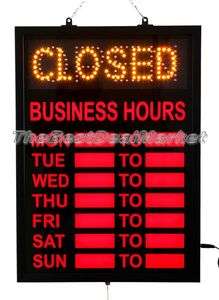 Business Hour LED Open Close Sign Bright Motion 23.x16.5 Easy Pull 