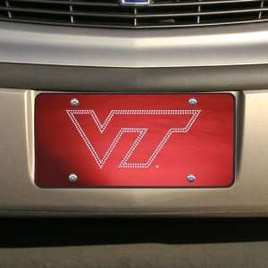 NCAA Virginia Tech Hokies Maroon Bling Mirrored License Plate  