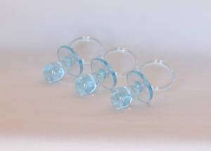 12 JUMBO CLEAR BLUE BABY SHOWER FAVOR PACIFIER  