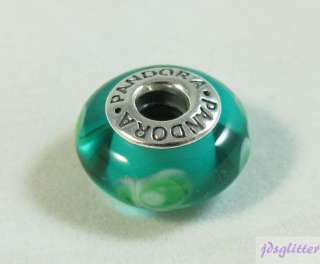PANDORA Green Flowers For You Glass Bead #790649 NEW  