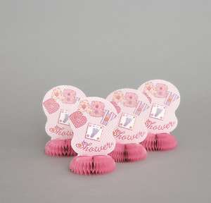 Baby Shower Pink Girl Honeycomb Decorations Party x 4  