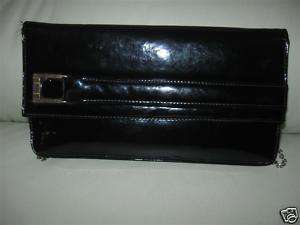 Vintage 50s Black Patent Leather Handbag Clutch Retro  