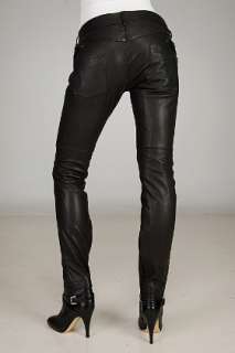 Diesel Black Gold Larfy Black Leather Pants for women  