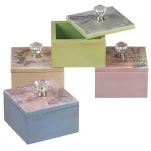    Inspired Pastel Decoupage Style Jewelry Lidded Boxes