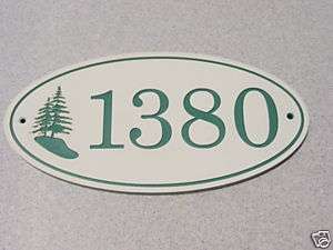Oval House Number Sign Address Plaque Pine Tree  