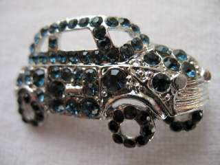 CAR VW BUG Blue CRYSTAL RHINESTONE Jewelry BROOCH PIN  