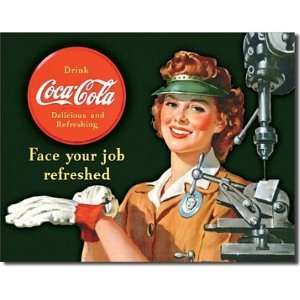   Coca Cola Coke Female Machinist Retro Vintage Tin Sign
