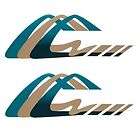 PONTOON 17x5.5 INCH BOAT TEAL SCHEME BOAT DECAL PAIR