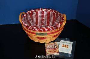 Longaberger Classic 1999 Red Popcorn Basket W Liner & protector  