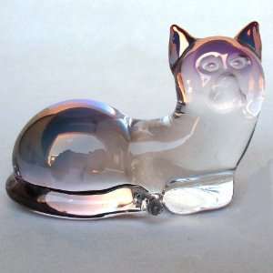  Hand Blown Glass Cat Figurine Relaxing 