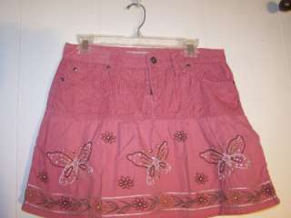 YMI Juniors Size 9 Salmon Corduroy With Embroidery and Sequins Skirt A 