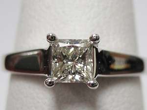 Princess Cut Diamond Ring, 0.53 Carat I J Color, Solid Wide 14k Lucida 