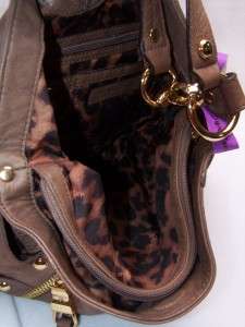 Makowsky TOFFEE Leather Convertible Shoulder Handbag w/ Studs 