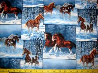 Horses in the Snow Patchwork Cotton Fabric Fat Quarter  