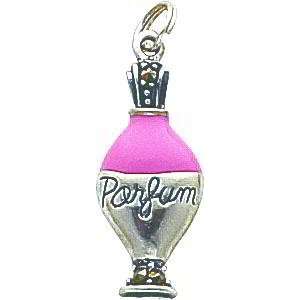  Enameled Perfume Bottle Charm, Sterling Silver Jewelry