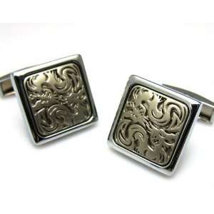 Pair of Square Curved Dragon Pictures Tuxedo Shirt Cuffllinks Cuff 