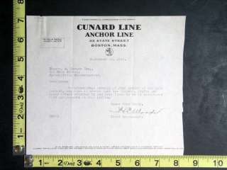 1930 Cunard Line Anchor Line Letter on Letterhead  