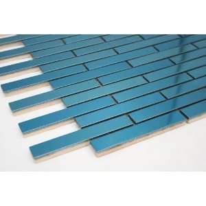  Blue Stainless Steel Brick Pattern Tile (5/8 x 3 7/8 