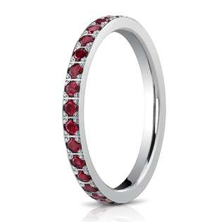 Gioea 18K White Gold 2mm Stackable Pave Set Benchmark Ruby Eternity 