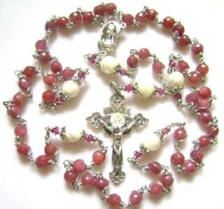 STERLING 925 SILVER UNDOUBTED RUBY ROSARY  Beautiful   