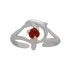 Elite Jewels Sterling Silver Created Ruby Dolphin Toe Ring