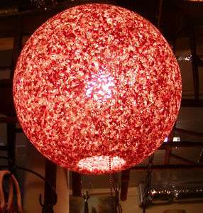 Mid Century Lucite Red & White Hanging Ball Lamp #1  