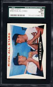 1960 Topps #160 Rival All Stars Mickey Mantle SGC 92  