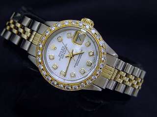 Ladies Two Tone 14k Gold/Ss Rolex Datejust Watch Diamond  