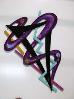 New Unique Funky Cool Purple Wood Wall Sculpture 34x24  