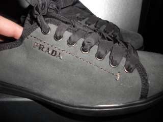 PRADA Sport Womens Grey Suede Taffeta Lace Up Sneakers Shoes 36 EU / 6 