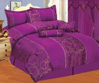 Brand NEW Bed In A Bag Purple Gold Suede Comforter Set  