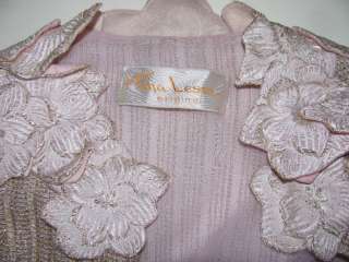 Womens Vintage Long Evening Dress Gown Pink Tina Leser Gold Jacket 