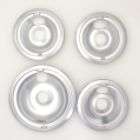 Range Kleen 3   6 and 1   8 chrome plated drip pans   4 pack