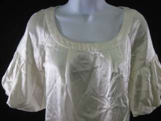 LACEY PARKER Cream Silk Short Sleeve Blouse Shirt Sz XS  